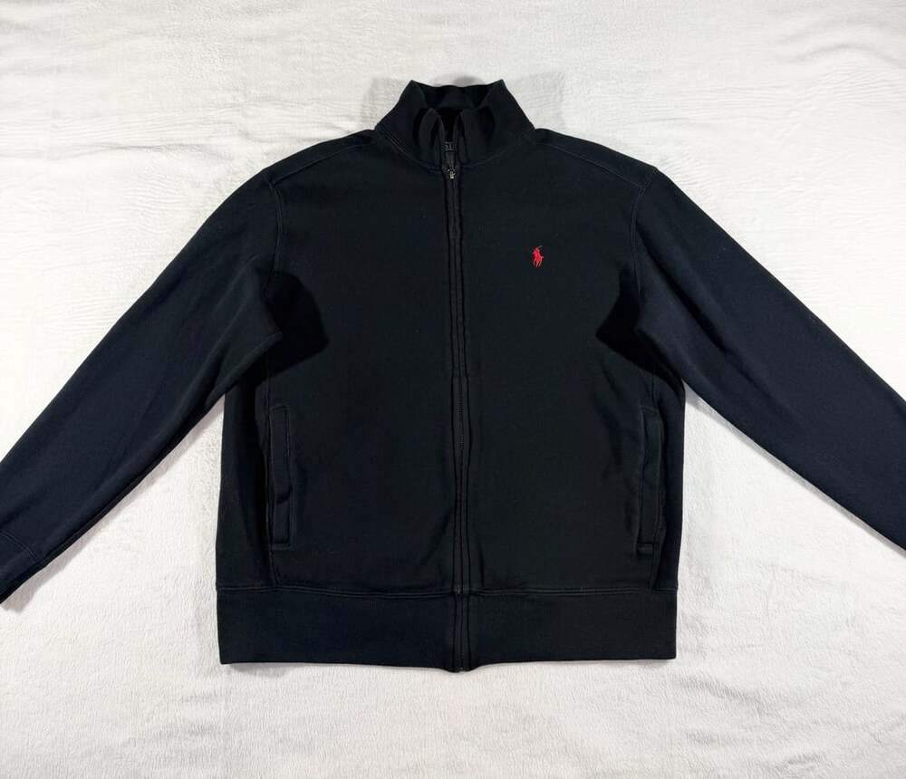 Polo by Ralph Lauren VTG 90’s Black Full Zip Track Jacket Red Pony Logo Size M